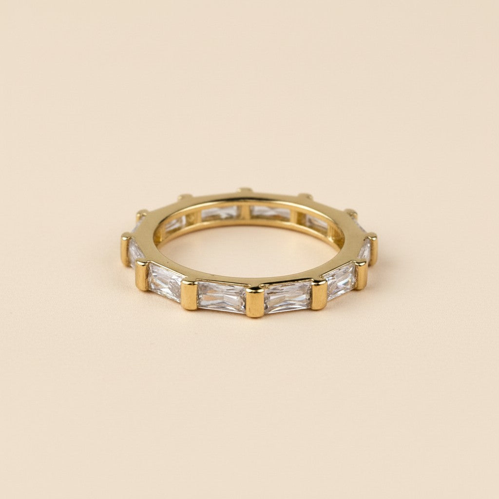 Baguette CZ Band Ring - Stackable Wedding Band