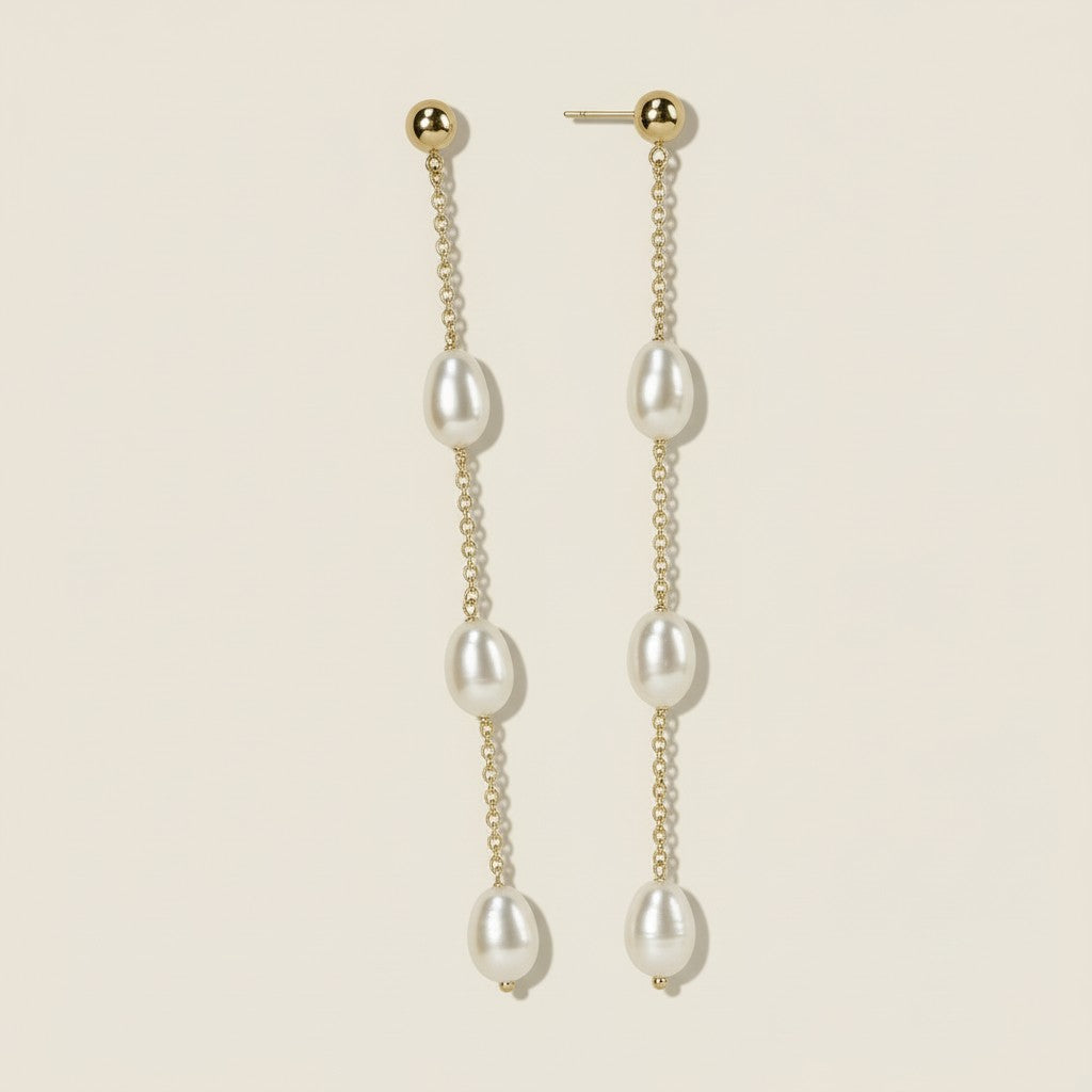 Baroque Pearl Drop Earrings - Long Statement Earrings for Women