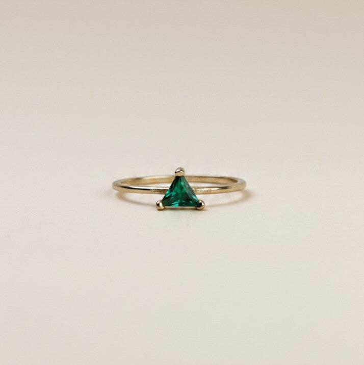 18k Gold Filled Trillion Cut CZ Solitaire Ring — The Stone Nobody Expects. The Brilliance Everyone Notices.