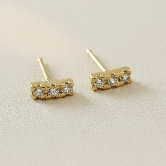 ✨ 18k Gold Filled Triple Cluster CZ Stud Earrings — Three Stones. One Perfect Cluster. The Daily Essential.