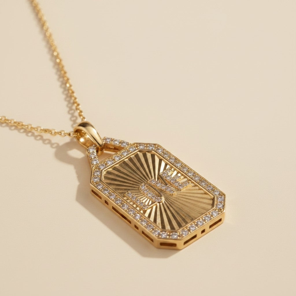 💛 18k Gold Filled Vintage Love Plaque Necklace — The Word That Matters Most, Worn Largest.