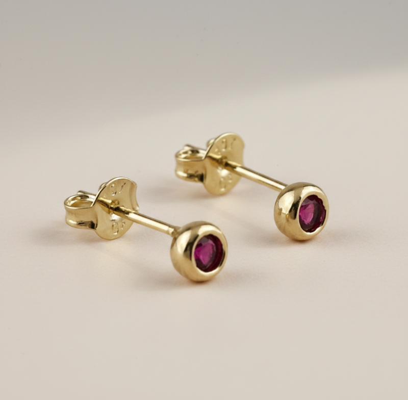 💎 18k Gold Filled Birthstone Bezel Stud Earrings — Your Month. 4mm. Perfect.