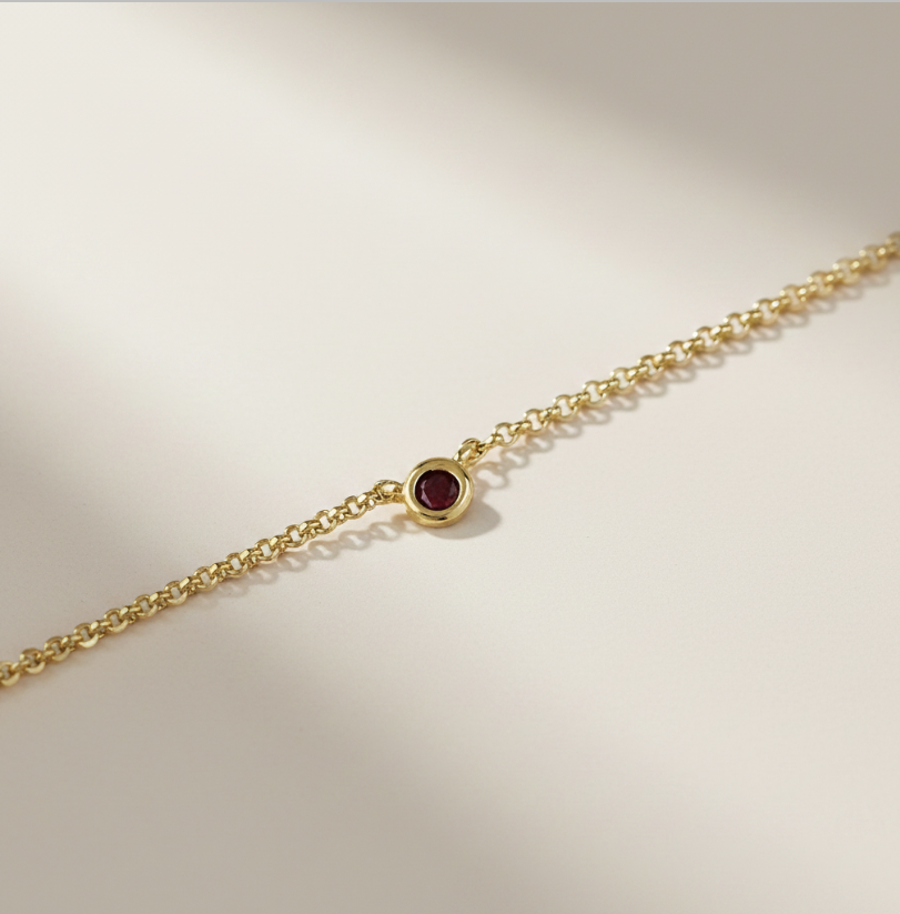 💎 18k Gold Filled Birthstone Bezel Necklace — Your Color. Close to the Heart. Always.