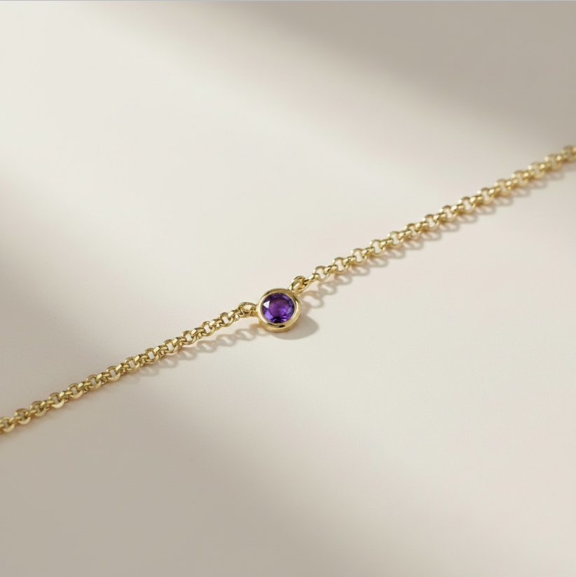 💎 18k Gold Filled Birthstone Bezel Necklace — Your Color. Close to the Heart. Always.