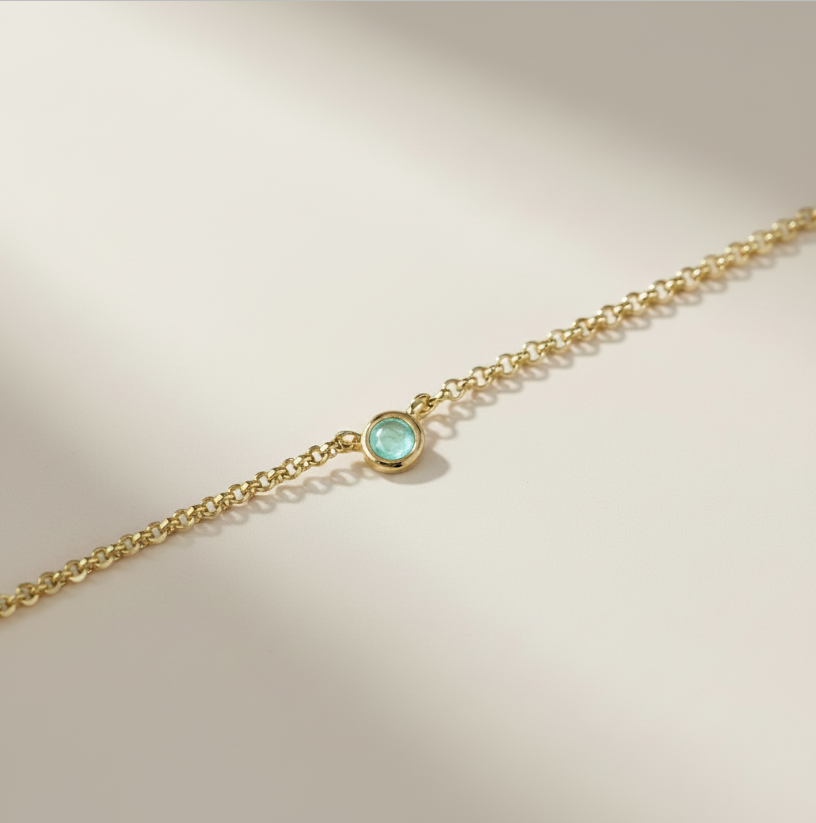 💎 18k Gold Filled Birthstone Bezel Necklace — Your Color. Close to the Heart. Always.