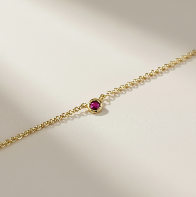 💎 18k Gold Filled Birthstone Bezel Necklace — Your Color. Close to the Heart. Always.