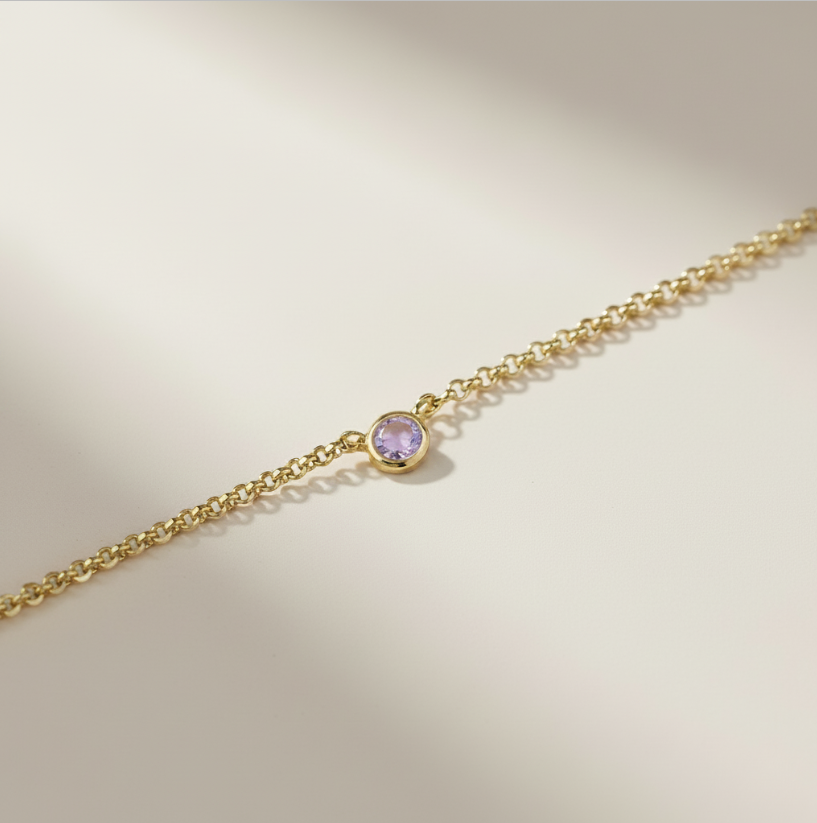 💎 18k Gold Filled Birthstone Bezel Necklace — Your Color. Close to the Heart. Always.