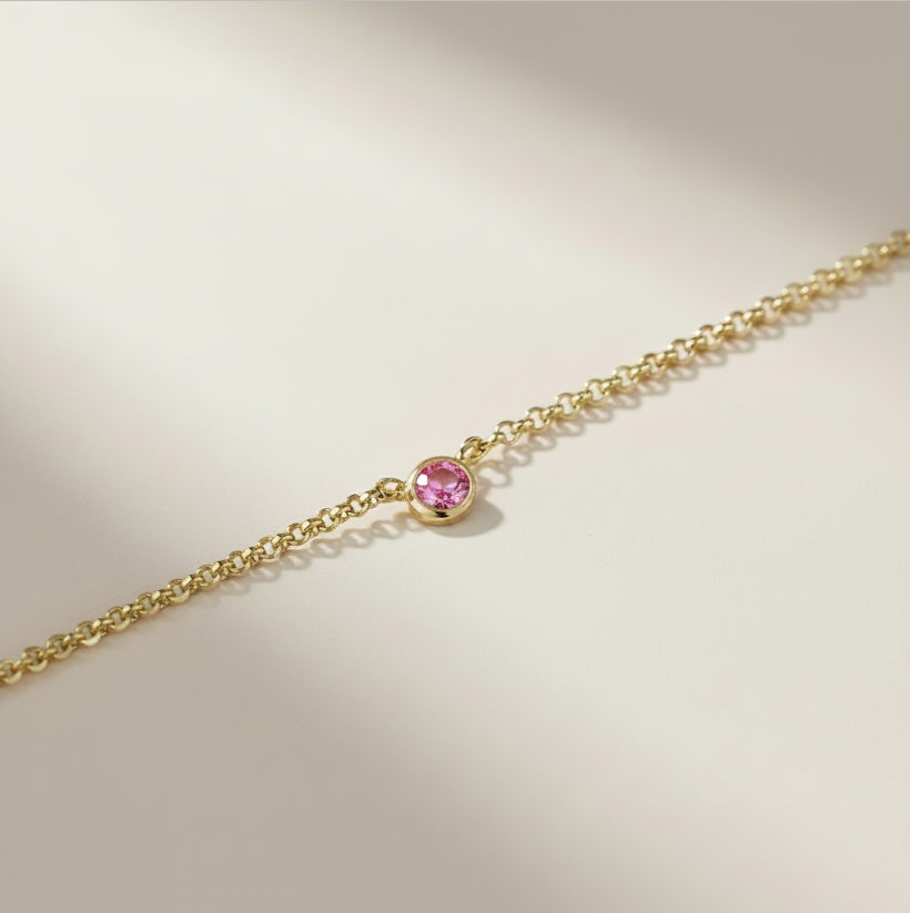 💎 18k Gold Filled Birthstone Bezel Necklace — Your Color. Close to the Heart. Always.