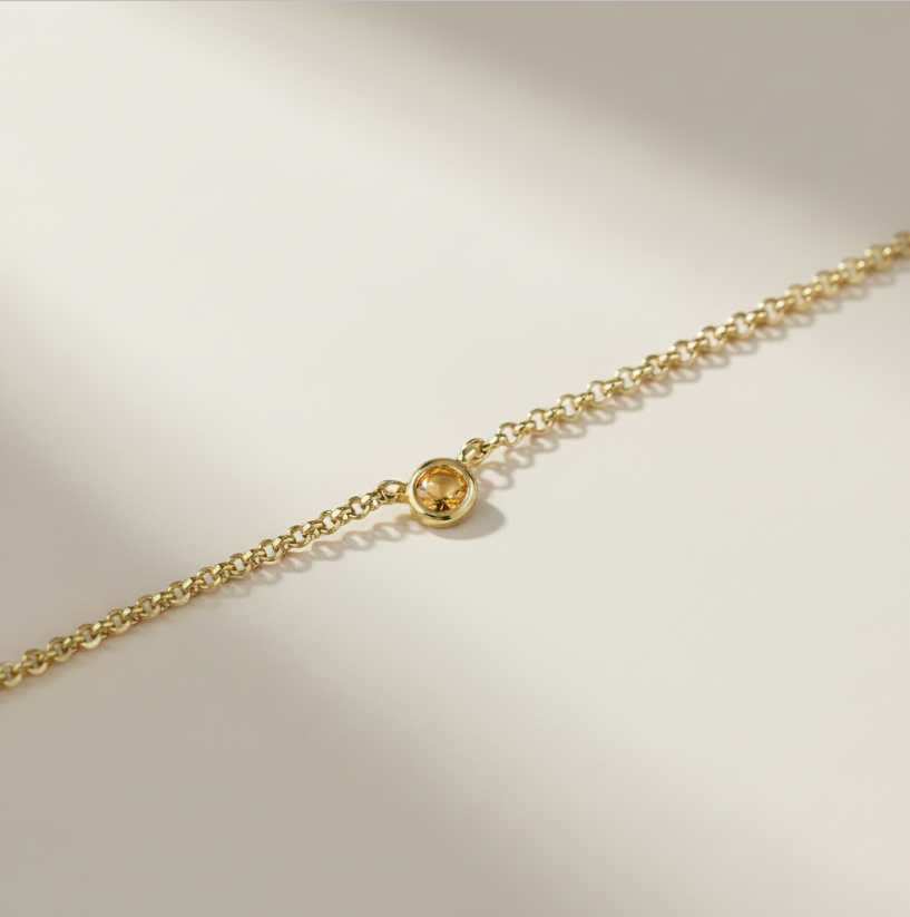 💎 18k Gold Filled Birthstone Bezel Necklace — Your Color. Close to the Heart. Always.