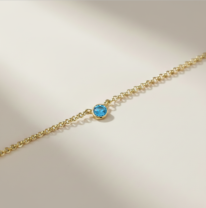 💎 18k Gold Filled Birthstone Bezel Necklace — Your Color. Close to the Heart. Always.