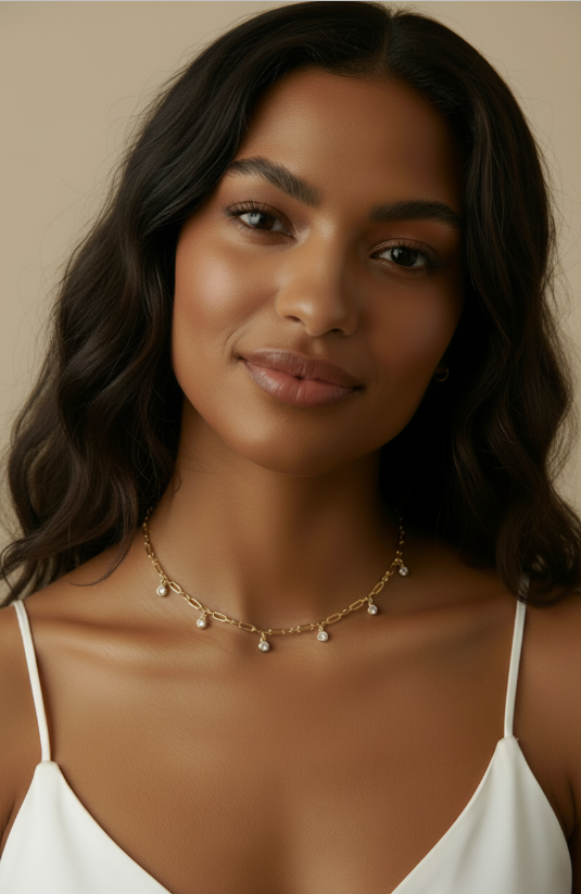 ✨ 18k Gold Filled CZ Drop Paperclip Necklace — Contemporary Chain. Sparkling Drops. Two Ways to Wear It.
