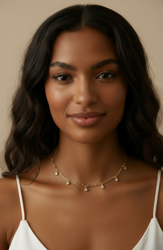 ✨ 18k Gold Filled CZ Drop Paperclip Necklace — Contemporary Chain. Sparkling Drops. Two Ways to Wear It.