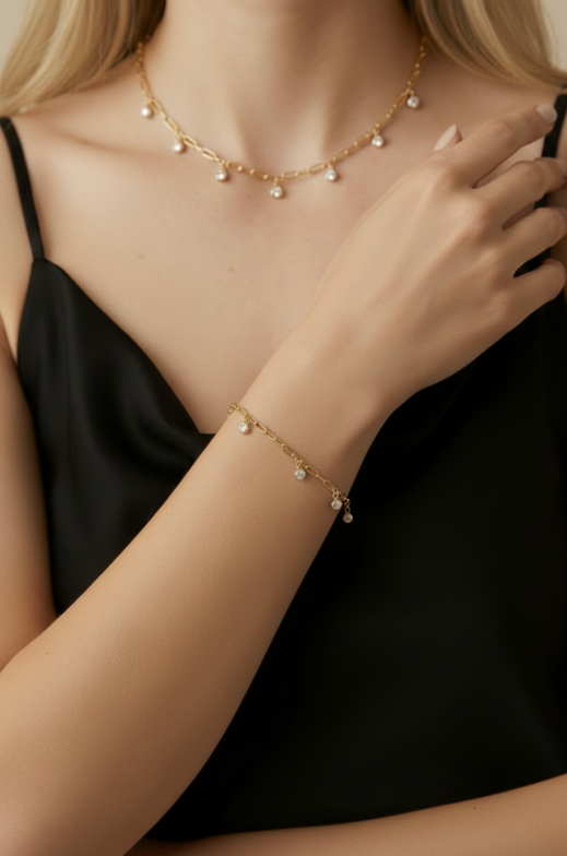 ✨ 18k Gold Filled CZ Drop Paperclip Bracelet — The Wrist That Has Pattern and Sparkle. Both.