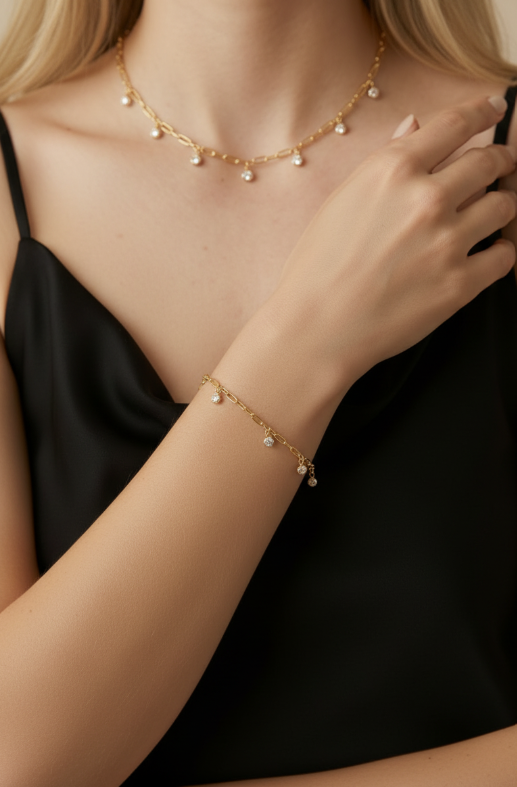 ✨ 18k Gold Filled CZ Drop Paperclip Bracelet — The Wrist That Has Pattern and Sparkle. Both.