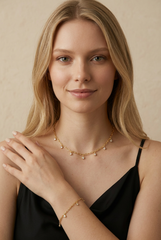 ✨ 18k Gold Filled CZ Drop Paperclip Bracelet — The Wrist That Has Pattern and Sparkle. Both.
