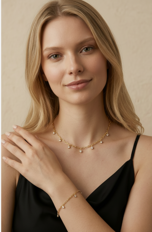 ✨ 18k Gold Filled CZ Drop Paperclip Bracelet — The Wrist That Has Pattern and Sparkle. Both.