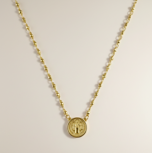 18k Gold Filled Beaded Saint Benedict Necklace