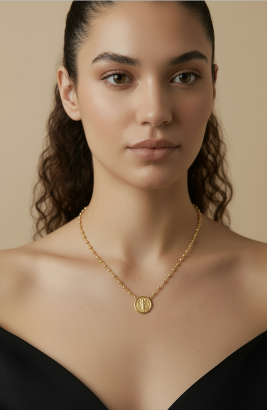 18k Gold Filled Beaded Saint Benedict Necklace