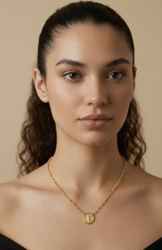 18k Gold Filled Beaded Saint Benedict Necklace