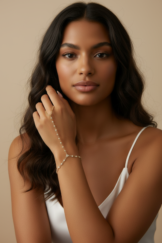 ✨ 18k Gold Filled CZ Bezel Hand Chain — More Stones. More Sparkle. More of Everything.