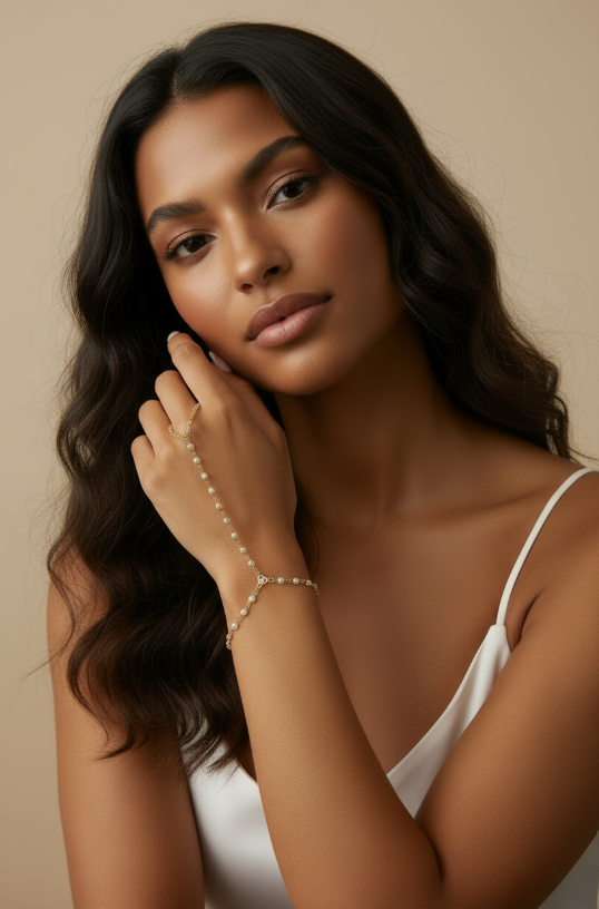 ✨ 18k Gold Filled CZ Bezel Hand Chain — More Stones. More Sparkle. More of Everything.