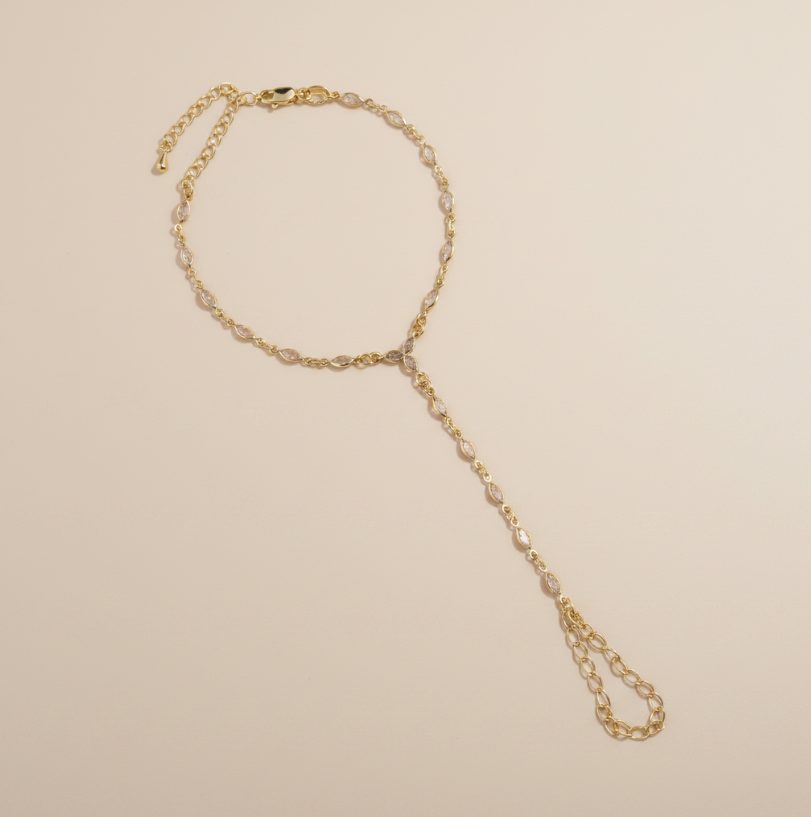 ✨ 18k Gold Filled Ellipse CZ Hand Chain — The Shape That Changes Everything