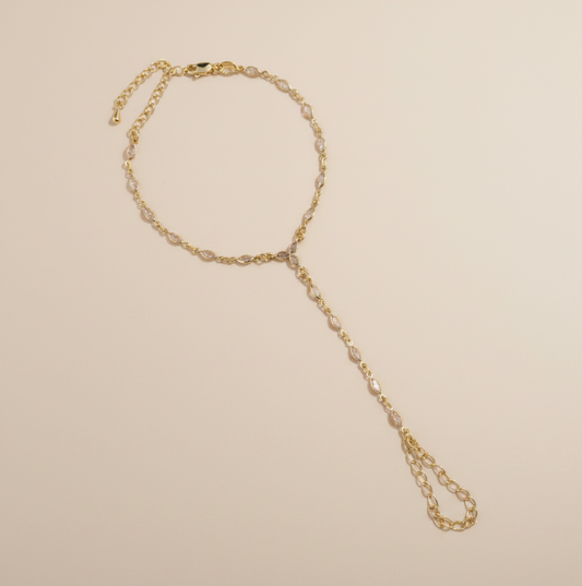 ✨ 18k Gold Filled Ellipse CZ Hand Chain — The Shape That Changes Everything