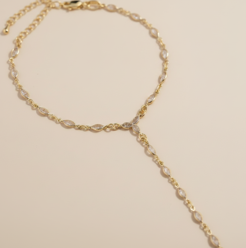 ✨ 18k Gold Filled Ellipse CZ Hand Chain — The Shape That Changes Everything