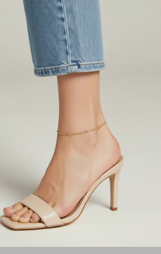 ✨ 18k Gold Filled Diamond-Cut Mesh Anklet — The Ankle That Shimmers With Every Step