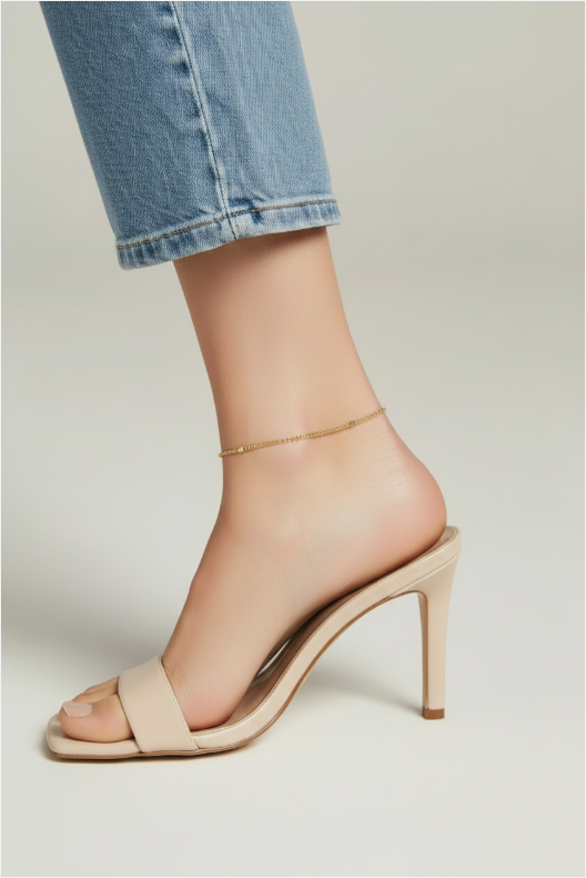 ✨ 18k Gold Filled Diamond-Cut Mesh Anklet — The Ankle That Shimmers With Every Step