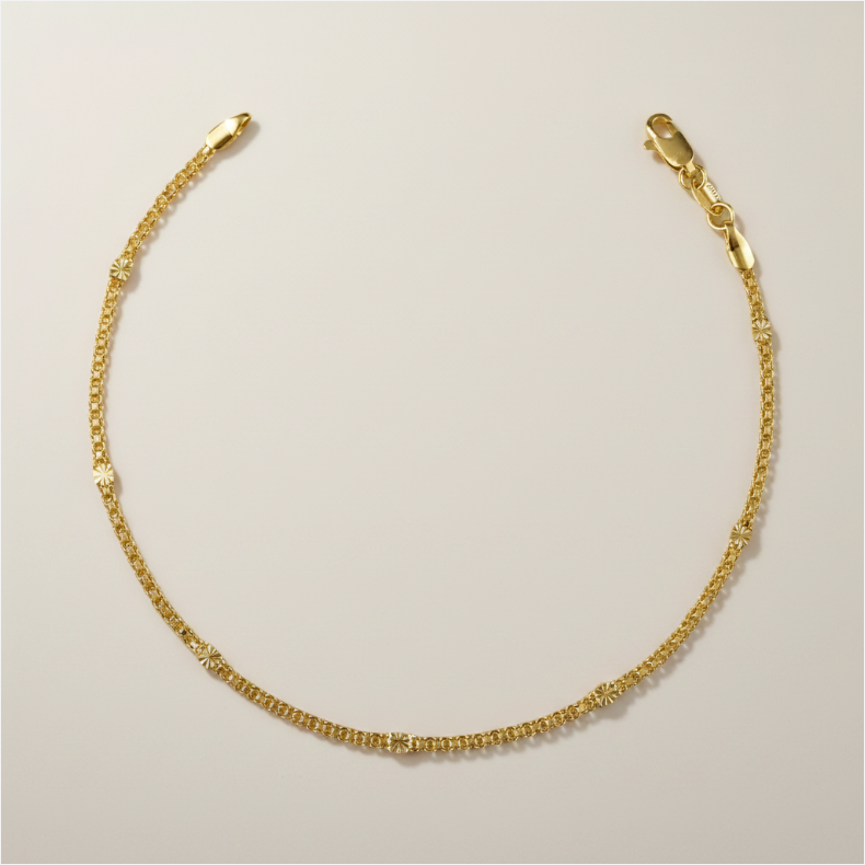 ✨ 18k Gold Filled Diamond-Cut Mesh Anklet — The Ankle That Shimmers With Every Step