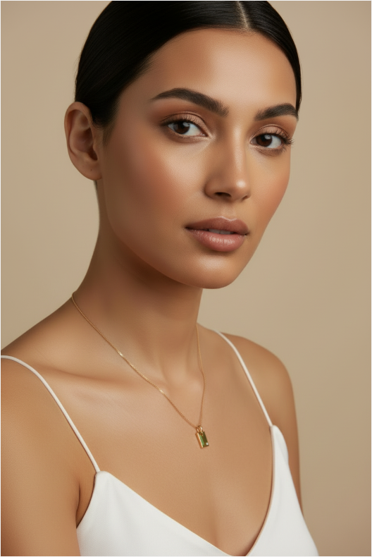 ✨ 18k Gold Filled CZ Plate Necklace — One Stone. One Surface. Entirely Personal.