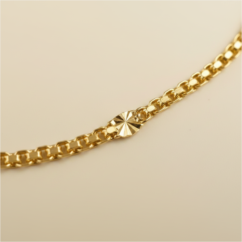 18k Gold Filled 2.5mm Mesh Chain with Diamond Cut Pressed Detail Bracelet