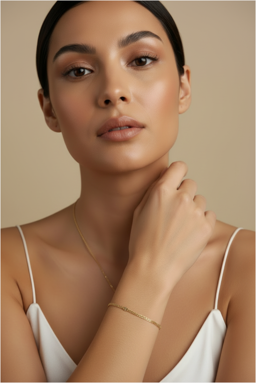 18k Gold Filled 2.5mm Mesh Chain with Diamond Cut Pressed Detail Bracelet
