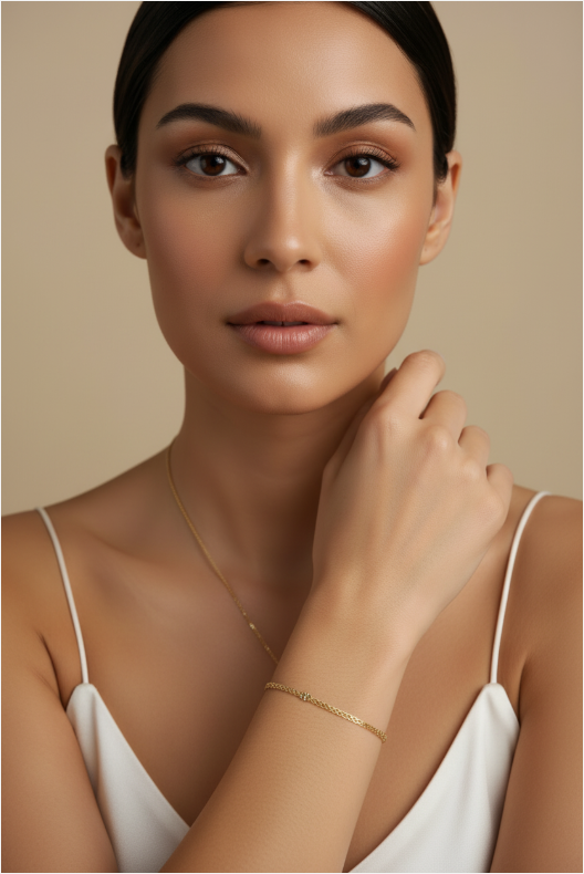 18k Gold Filled 2.5mm Mesh Chain with Diamond Cut Pressed Detail Bracelet