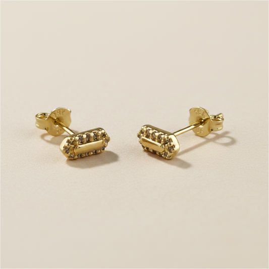 18k Gold Filled Pointed Rectangle CZ Stud Earrings — Geometry. Sparkle. Perfectly Petite