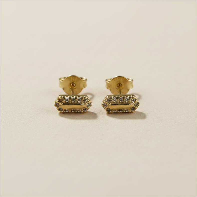 18k Gold Filled Pointed Rectangle CZ Stud Earrings — Geometry. Sparkle. Perfectly Petite