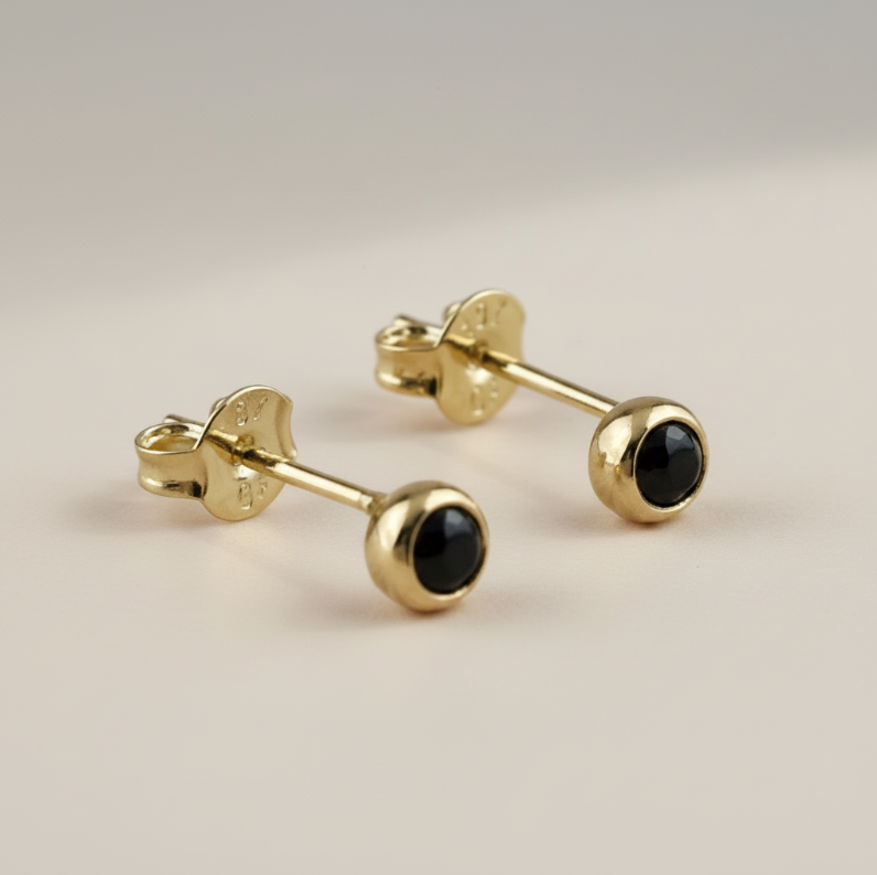 💎 18k Gold Filled Birthstone Bezel Stud Earrings — Your Month. 4mm. Perfect.