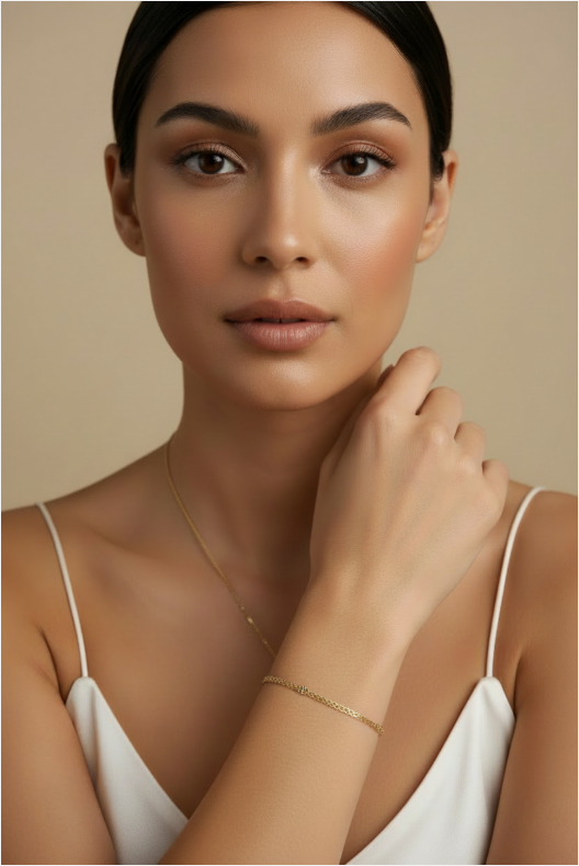 18k Gold Filled 2.5mm Mesh Chain with Diamond Cut Pressed Detail Bracelet