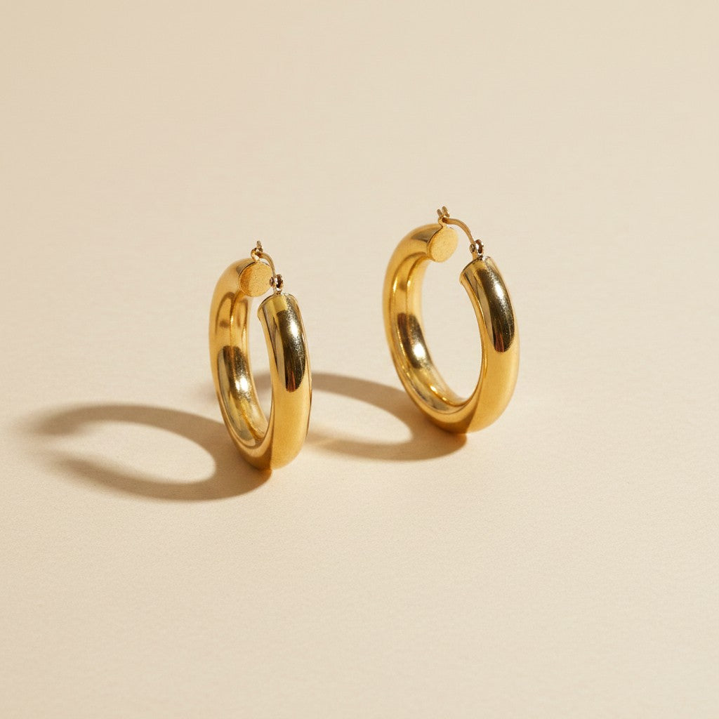 ✨ 18k Gold Filled Chunky Thick Hoop Earrings — Bold By Design. Light By Construction. Unmistakable Always.