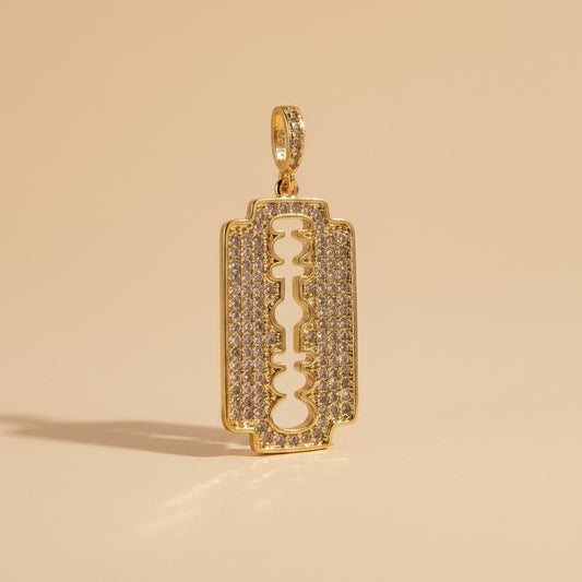 ⚡ 18k Gold Filled Pavé CZ Double Blade Pendant — Two Points. Full Crystal Coverage. The Most Directional Pendant.