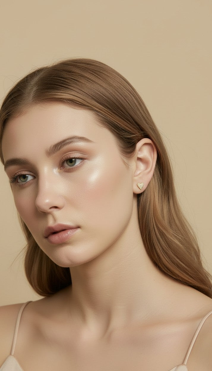 💖 18k Gold Filled Colored CZ Heart Stud Earrings — Five Colors. One Tiny Heart. All the Feeling.