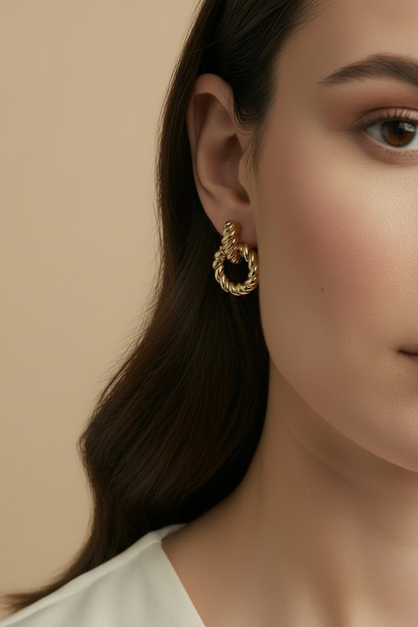 🥐 18k Gold Filled Croissant Dangle Earrings — The Twist That Catches the Light. Now at the Ear.