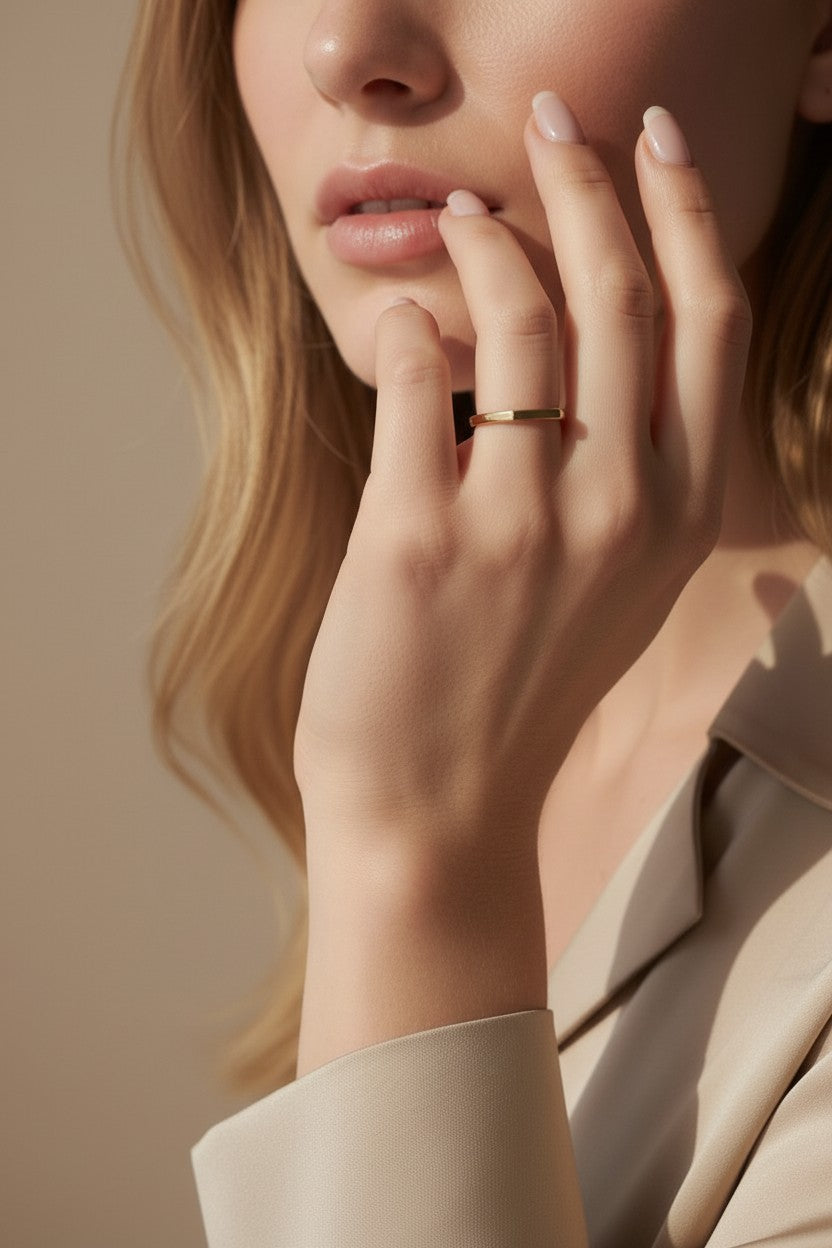 Flat Top Ring for Women - Minimalist Stackable Band Ring