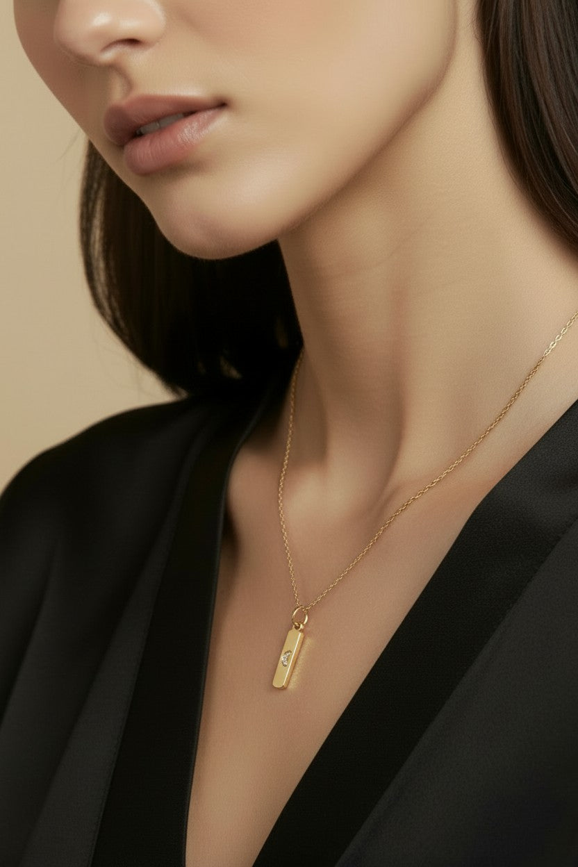 18k Gold Filled Moon Bar Charm