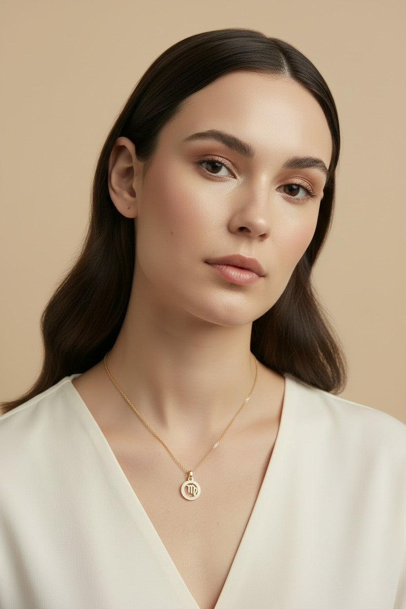 ♍ 18k Gold Filled Virgo Constellation Pendant — Your Stars. Your Sign. Worn in Gold Always.
