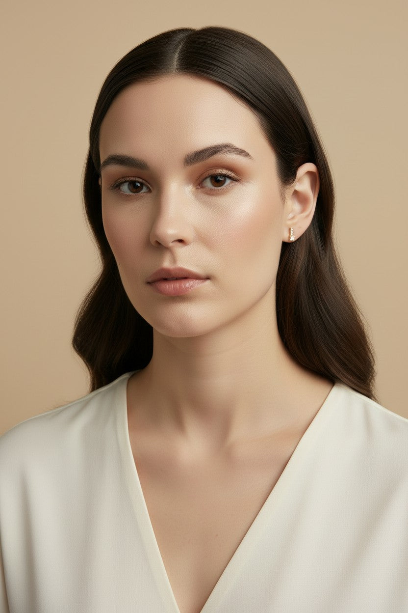 ✨ 18k Gold Filled Micro CZ Bar Stud Earrings — The Slimmest Line. AAAAA Sparkle All the Way Along.