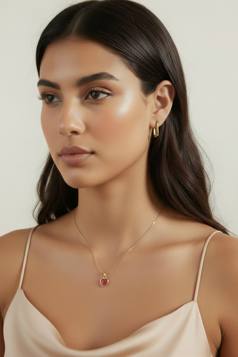 18k Gold Filled Opal Heart Charms