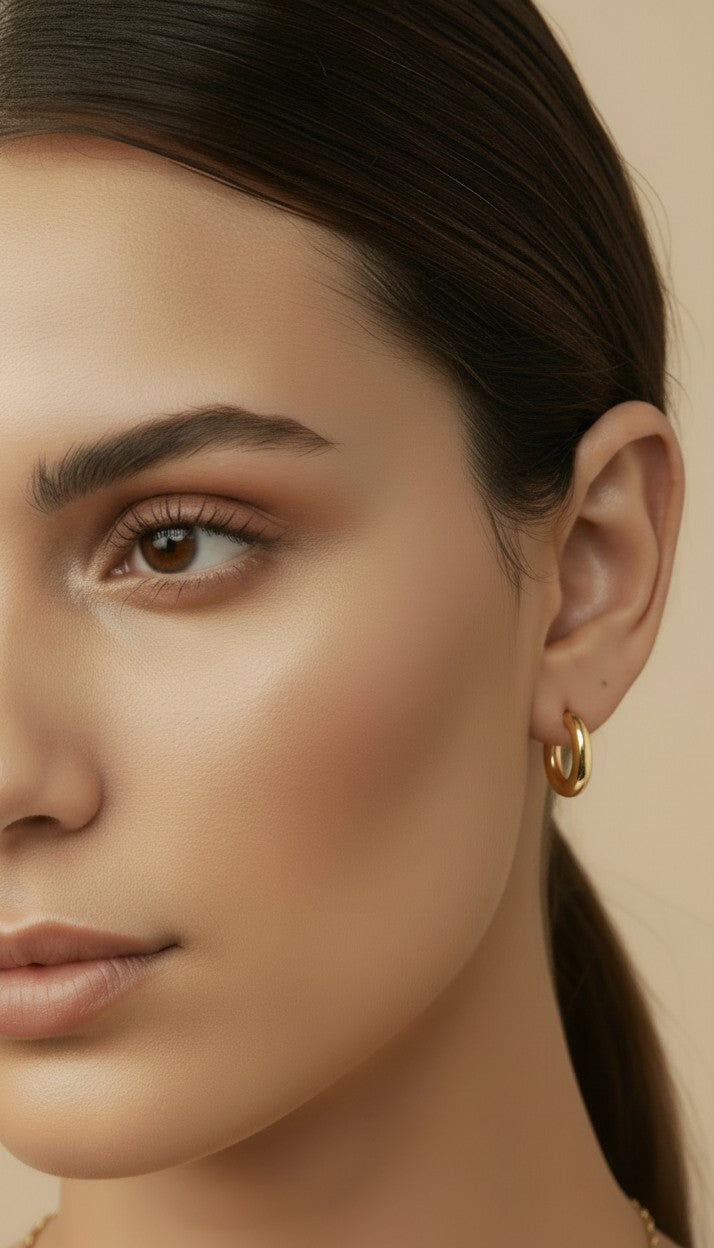 ✨ 18k Gold Filled Polished Clicker Hoop Earrings — 12mm. 3mm Wide. The Daily Essential.