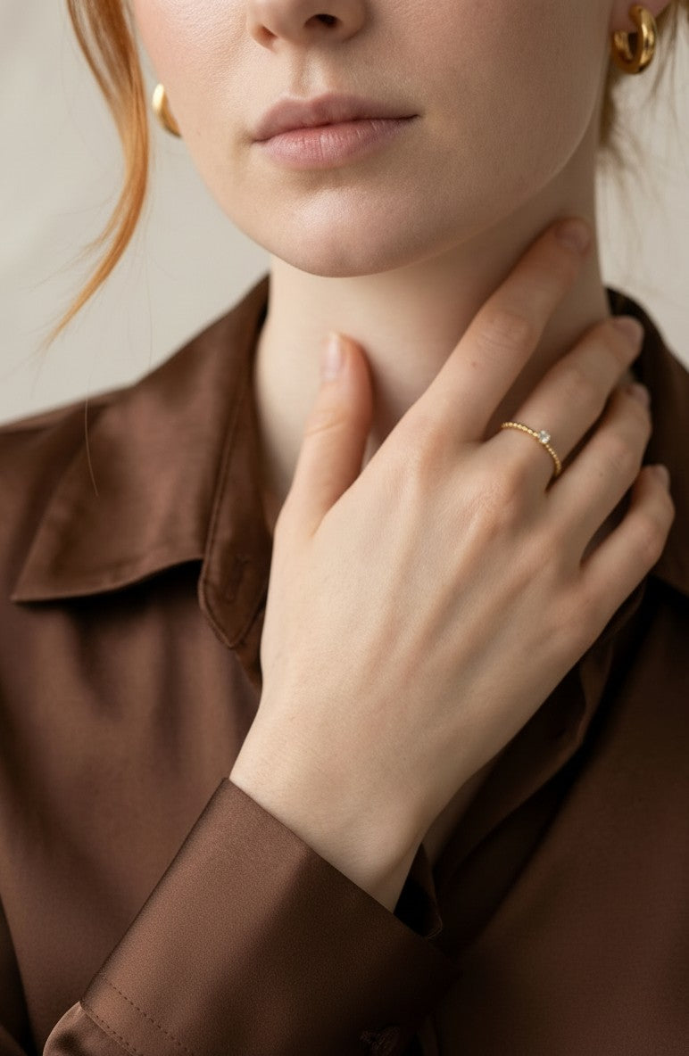 ✨ 18k Gold Filled Beaded CZ Band Ring — A Thousand Tiny Gold Beads. One Perfect Sparkle.